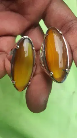Batu Akik Kalsedon Orange ring Perak