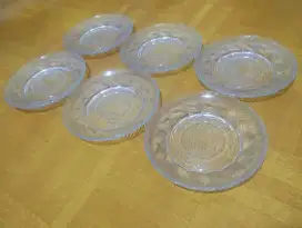 Set piring kue transparan ukiran kecil 6pcs