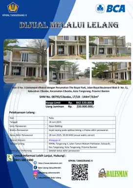 DIJUAL MELALUI LELANG WILAYAH TANGERANG !!