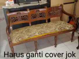 1 set kursi & meja kayu antik