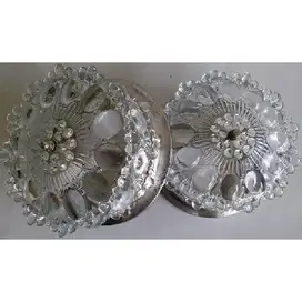 Lampu gantung antik gelas kristal Art deco retro 2 Pcs