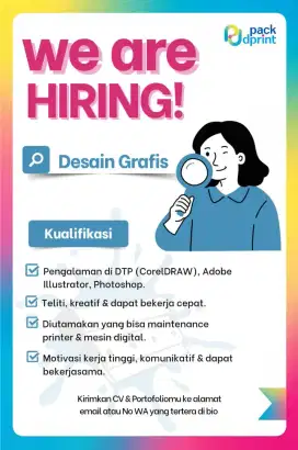 Dibutuhkan Segera - Desain Grafis (Fulltime)