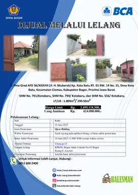DIJUAL RUMAH MELALUI LELANG WILAYAH BOGOR
