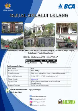 DIJUAL RUMAH MELALUI LELANG WILAYAH BOGOR