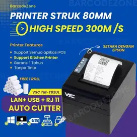 printer kasir thermal VSC 80UL Usb Lan Rj 11 80mm autocutter