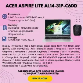 ACER Aspire Lite (AL14-31P-C6DD) Resmi 8GB 512GB 14 WUXGA W11 OHS24