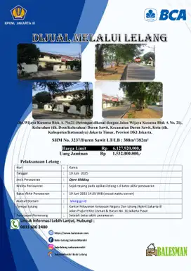 DIJUAL MELALUI LELANG WILAYAH JAKARTA