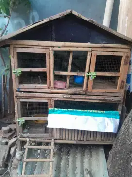 Kandang ayam bambu 3 pintu