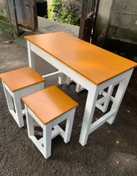 Meja kayu jati minimalist satu set