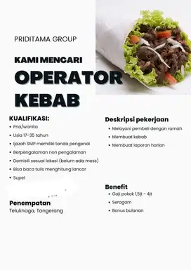 Lowongan kerja operator kebab
