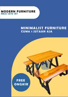 Meja kayu jati minimalist satu set