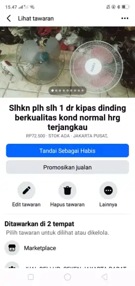 Slhkn plh slh 1 dr kipas dinding berkualitas kond normal hrg murah sj