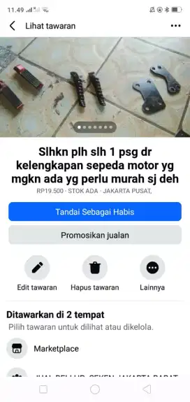 Slhkn plh slh 1 psg dr kelengkapan sepeda/motor kond spt baru murah sj