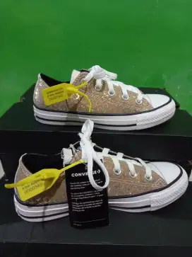 Sepatu Converse CTAS Ox Leopard Glitter Gold