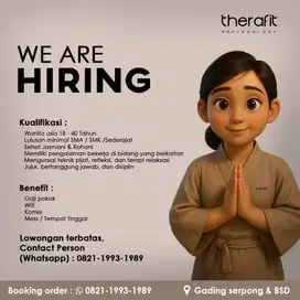 Lowongan dibutuhkan terapis therapist pijat (WANITA)BSD gading serpong