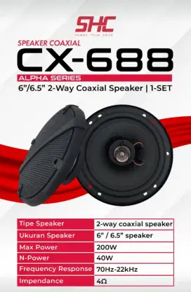 SPEAKER COAXIAL SHC CX-688  ALPHA SERIES, Sepasang
