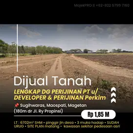 DIJUAL TANAH Luas u/ Perumahan Lengkap Dengan Perijinan PT & Perkim