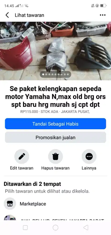 Se paket kelengkapan sepeda/motor kond spt baru brg ors hrg murah sj