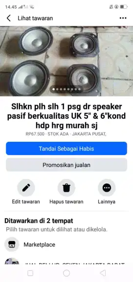 Slhkn plh slh 1 psg dr speaker pasif berkualitas kond hdp hrg murah sj
