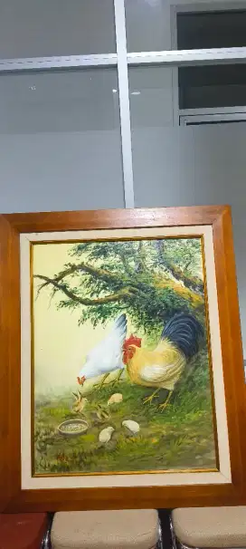 Lukisan cat kanvas ayam besar