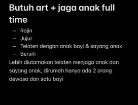 Dibutuhkan ART & Jaga anak