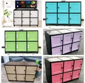 Lemari tv plastik 2 susun 6 pintu