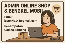 Lowongan kerja: admin bengkel & online shop