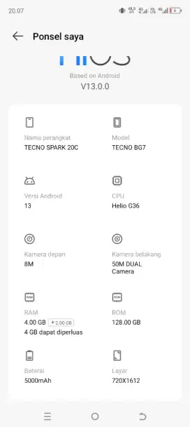Jual hp Tecno 20c