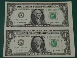 Uang Bersambung 2 Lembar (1 dollar Amerika)