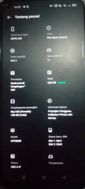 Oppo A92 Ram 8+3/128