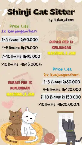 Jasa Pengasuh Kucing/Cat Sitter/Penitipan Kucing Harian (Home Visit)