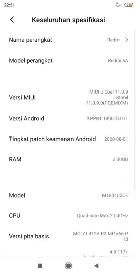 Jual redmi 6a no minus