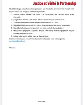 Membutuhkan legal corporate