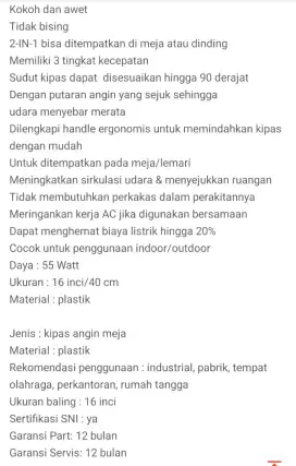 Kipas 16inch krisbow