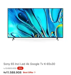 SONY GOOGLE TV 4K 65 INCI