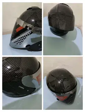 Helm Half Face - JS Armor - Motif Carbon Glossy