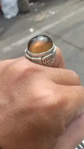 Batu solar ring perak, kwalitas batu ny liat sendiri, ring no 8