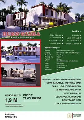 Dijual Ruko di Lamongan Kota, Murah 1 Menit ke Alun-Alun Lamongan