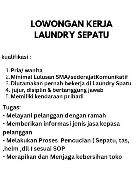 Lowongan Kerja Laundry Sepatu