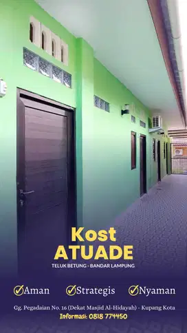 Kost AtuAde Teluk Betung, Bandar Lampung - Strategis, Aman & Nyaman