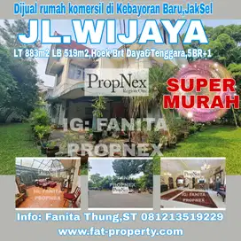 Dijual rumah komersil di Jl Wijaya,Kebayoran Baru JakSel LT 883m2