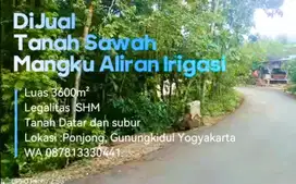 Dijual Tanah sawah Pertanian Luas 3600m² Legalitas SHM Harga 400 juta
