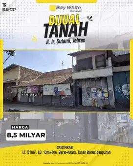 Tanah Sangat Strategis di Jalan Ir Sutami dkt Kampus UNS Solo