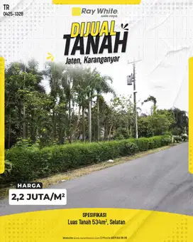 Dijual Tanah Jetis Jaten Mangku Jalan Utama Akses ke Solo