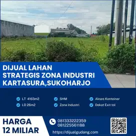 Dijual lahan industri lokasi kartasura sragen luas 4163m BU!