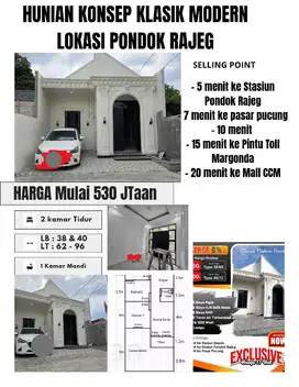 RUMAH DIJUAL HARGA 500 JUTAAN TANPA DP DEKAT KE GDC DEPOK DAN CIBINONG