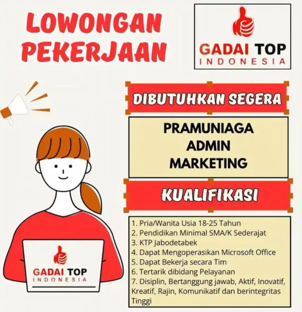 LOWONGAN KERJA ADMIN PRAMUNIAGA