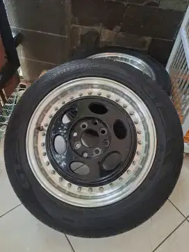 For sale velg hsr r15 monoblock + Ban Gt radial gtx pro 95% tebel
