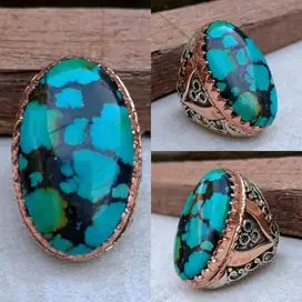 Cincin Natural Turquoise (Phyrus) Hubei Xinjang Ceplok Rainbow In