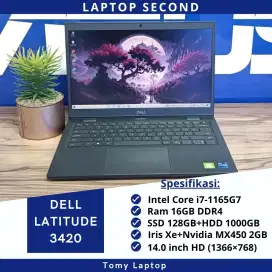 DELL LATITUDE 3420 CORE I7-1165G7 IRIS XE+NVIDIA Mx450 2GB RAM 16GB